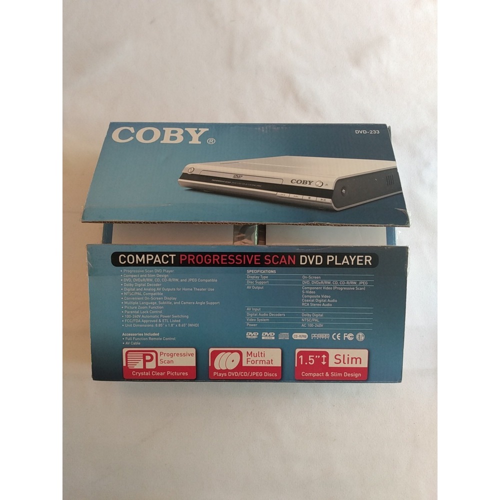 New In Box Coby DVD-233 Compact Progressive Scan DVD Player - Open Box